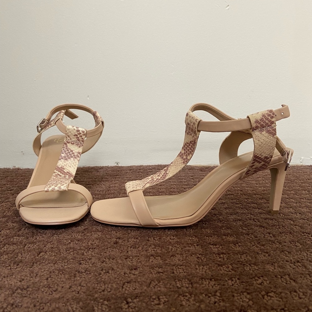 Ann Taylor Python Peep Toe Strap Around Ankle Sti… - image 1
